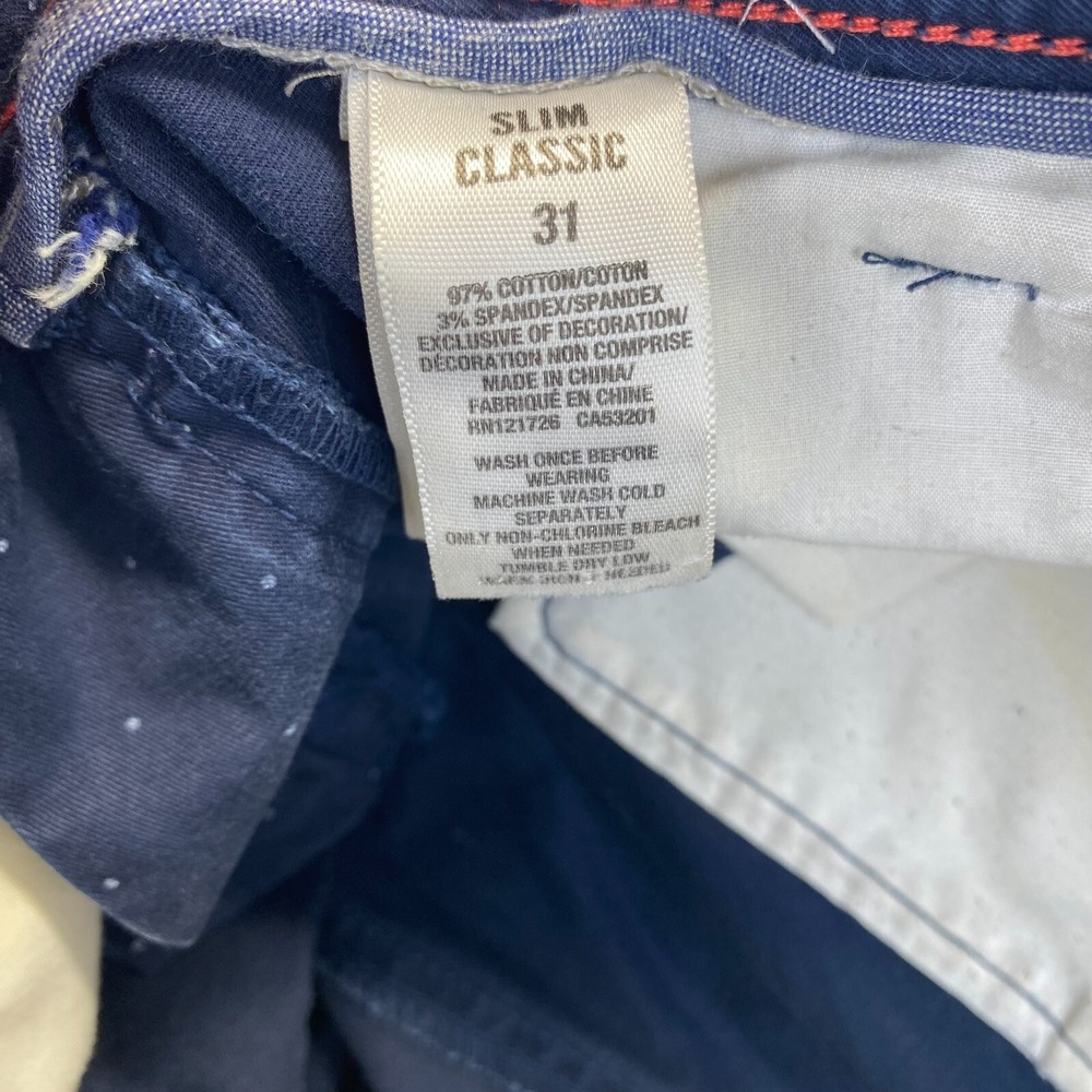 PRINCE & FOX Blue Slim Classic Chino Shorts Zip Fly Pockets Mens Size 31 - Picture 7 of 16